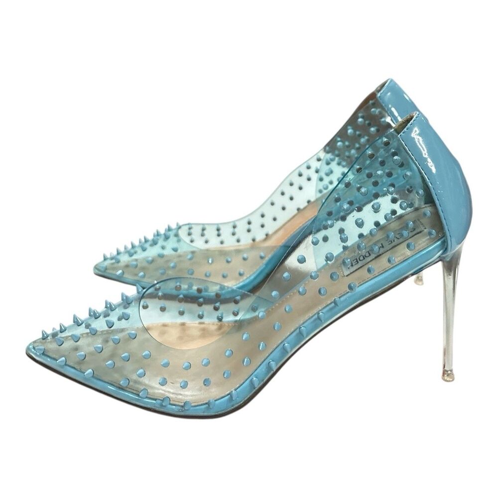 Steve Madden Tolima Blue Clear Spiked Pointed Toe Pumps Stiletto Heels Size 10 - Picture 11 of 11